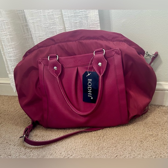 Pink BODHI Rouchette Satchel Drawstring Shoulder Purse/Messenger Bag - Picture 1 of 12